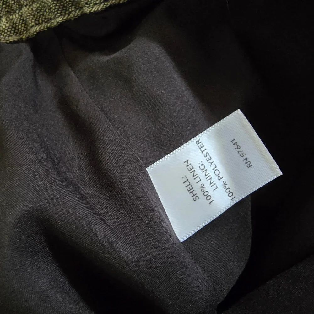 J. JILL Linen Midi Skirt Womens 8 Black White‎ Excellent Flared Lettuce Edge Hem